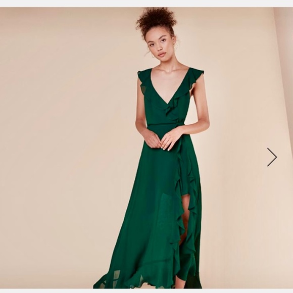 Reformation stunning emerald green wrap dress